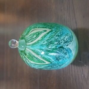 Beautiful glass perfume jar.  Perfect Condition. Blues and Greens Design.